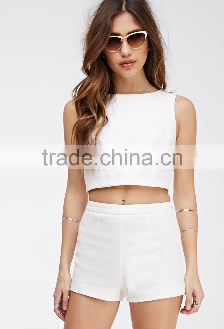 wholesale high quality cheap high-waisted wihte cotton short for women