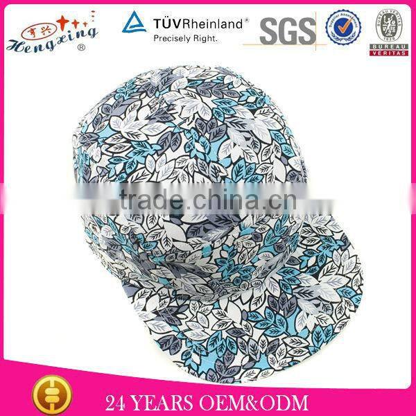 100 Cotton Woven Label Custom Leather Strap Flat Brim Tie-dye 5 Panel Hat