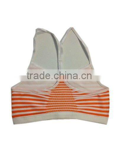 seamless stripe sport tank top cami bra with mesh back and color yarn