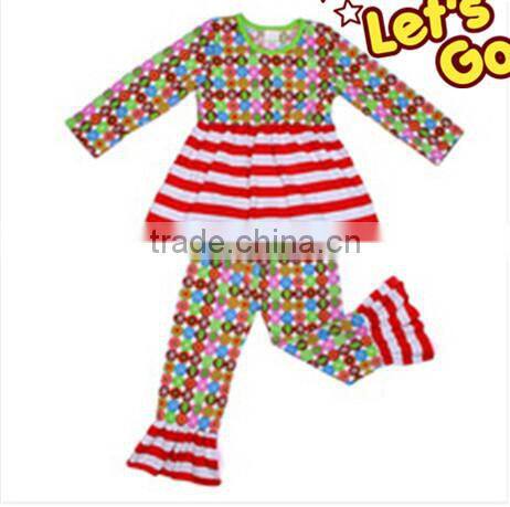 2015 Fashion baby winter fall chevron pajamas outfits girl clothing set gigle moon remake sets
