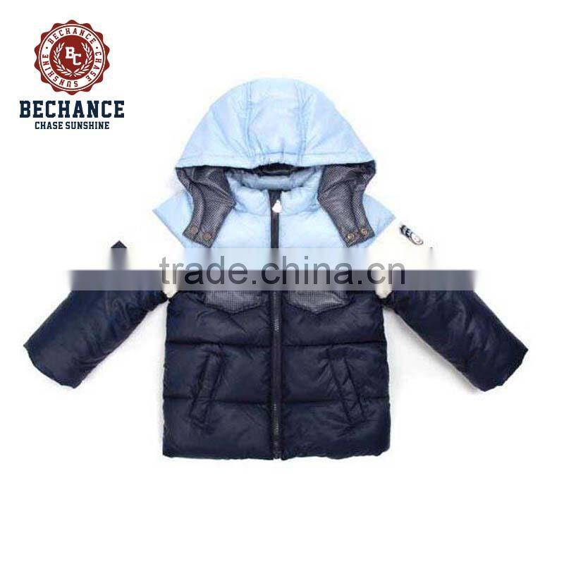 lovely splicing blue down jacket for kid with hoodie AL5210