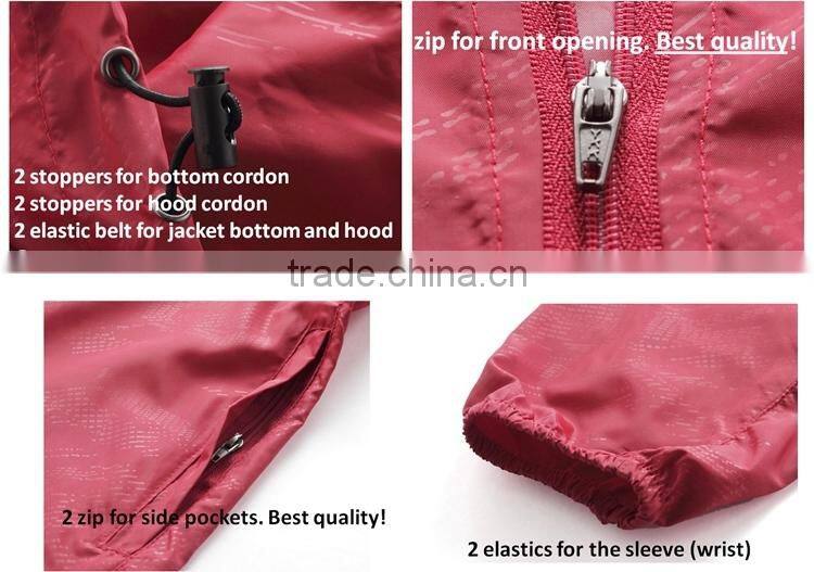 100% polyester lightweight waterproof jacket