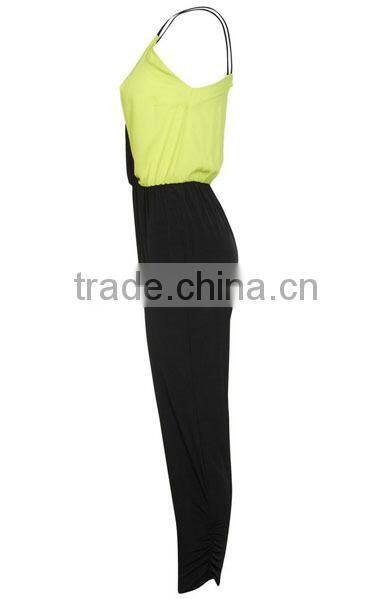 New Colourblock Design Black Pants Women Jumpsuit 2014
