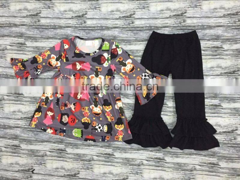 wholesale sleeve doughnut tunic matching ruffle pants set baby girl fall winter boutique outfits