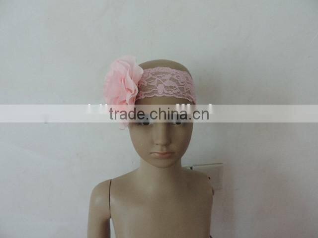 baby lace tulle headband cotton flower elastic craft floral kids hairband 2016 wholesale