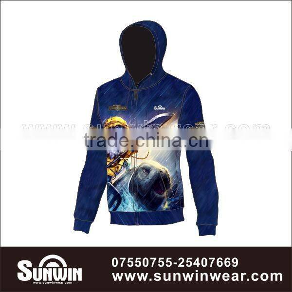 Wholesale Custom Fashion Design Full Sublimated Fleece Zipper- Up Men Hoodies