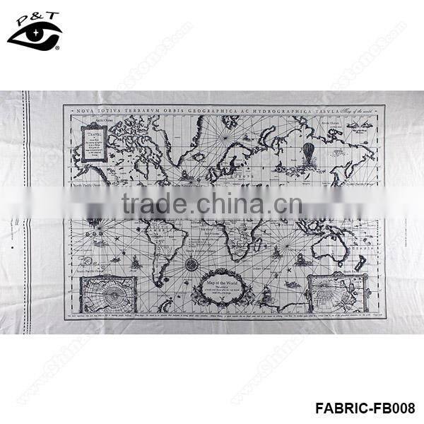 World Map Design Fabric Linen Cotton Fabrics For Decorations