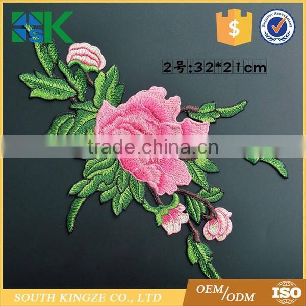 Cheongsam use Large 3D Floral Flower Peony Embroidered Sew On Patch Applique