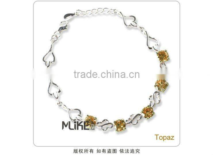 heart 925 silver bracelet with CZ stone M3002