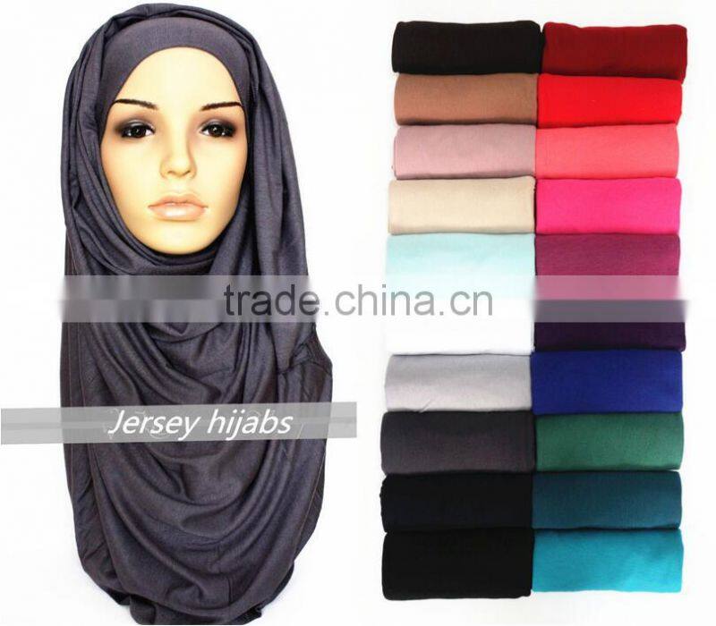 hot sale solid color Muslim woman hijab scarf lady fashion soft jersey scarves