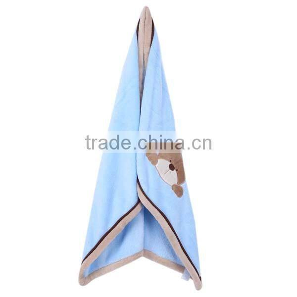 cute cartoon animal flannel fleece embroidered baby blanket