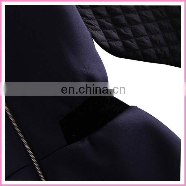 Fashion design patched long sleeve belted dress with front zipper