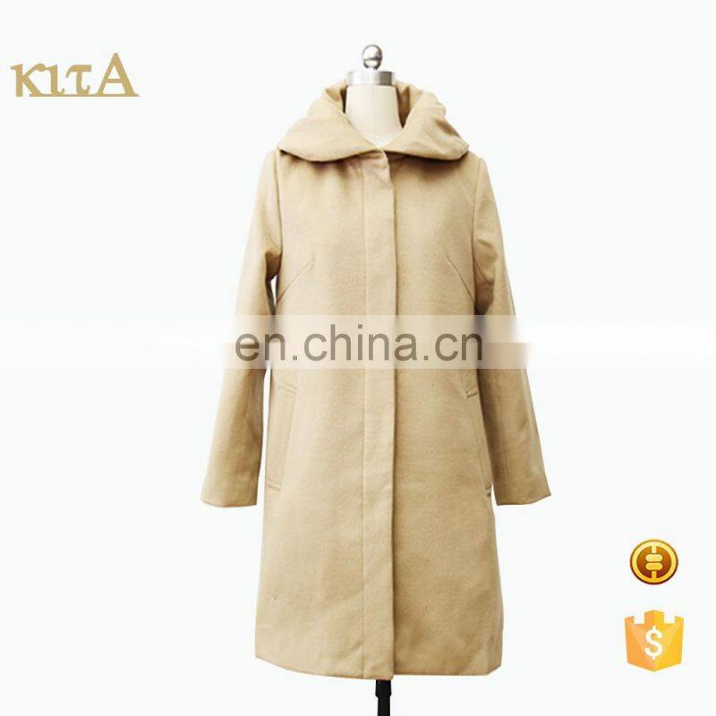 2016 new arrival ladies long large lapel wool coat