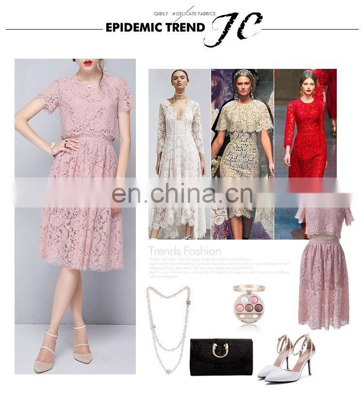 Wholesale JC AL8065 polyester spandex chemical lace fabric for wedding dress