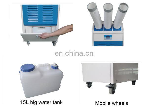 Spot air conditioner portable with movable wheels and 15 L water tank.