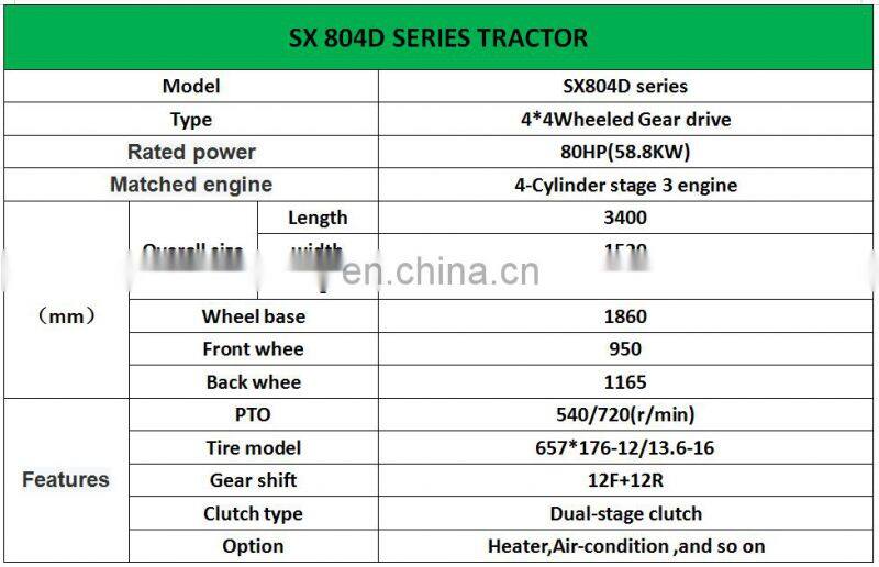 80hp multi-function farm tractor new cheap