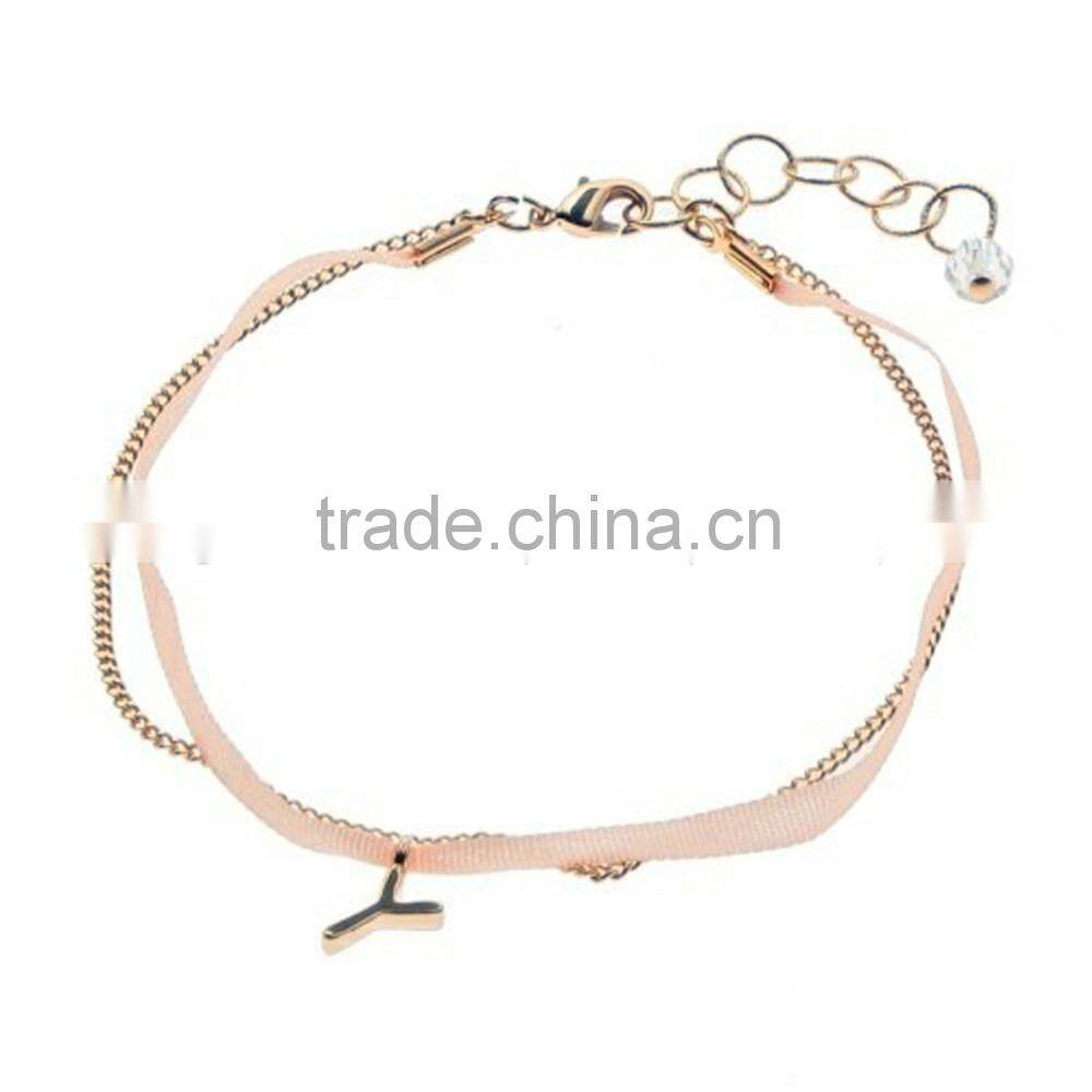 WL1115 Most popular gold hand chain girls bracelet with letter Y Alloy jewelry bracelets