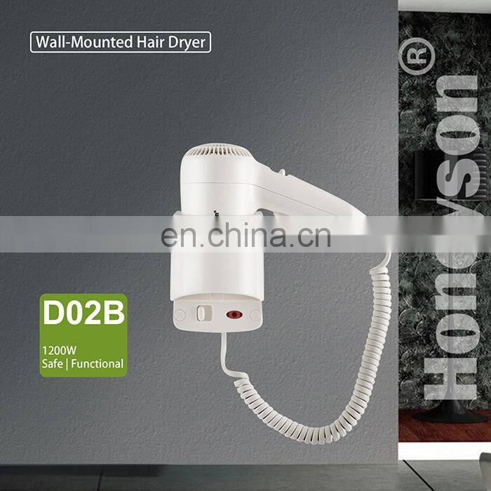 Honeyson hotel bathroom silent mounted hair dryer with holder stand
