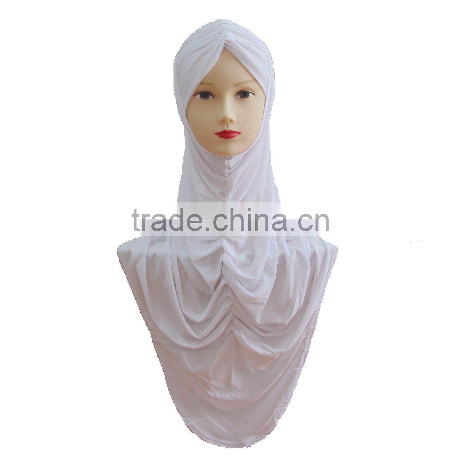 A239 Newest design solid color ruffle Lycra TWO Pieces HIJAB