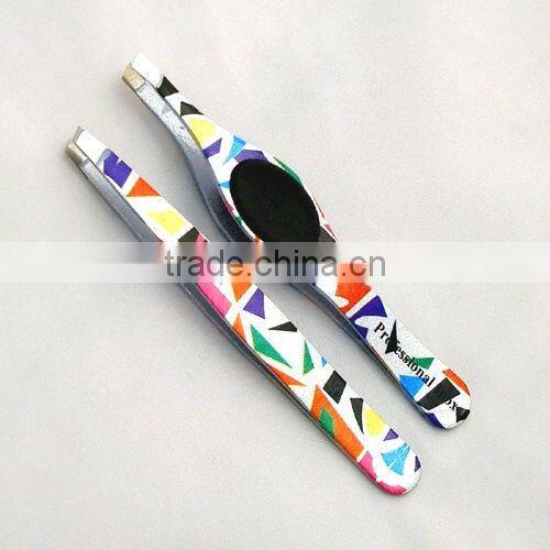 Professional Eyebrow Tweezers Silicon Grips Various Colors