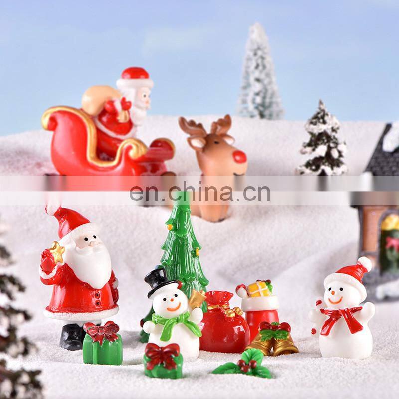 Christmas Resin Elk Santa Claus Ornaments Merry Christmas Decoration For Home Figurines Miniatures 2023 New Year Xmas Box Decor