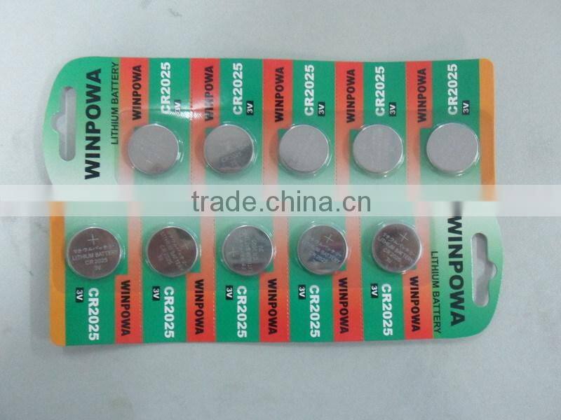 hot sale 3v lithium coin cell cr2025 battery with high quality