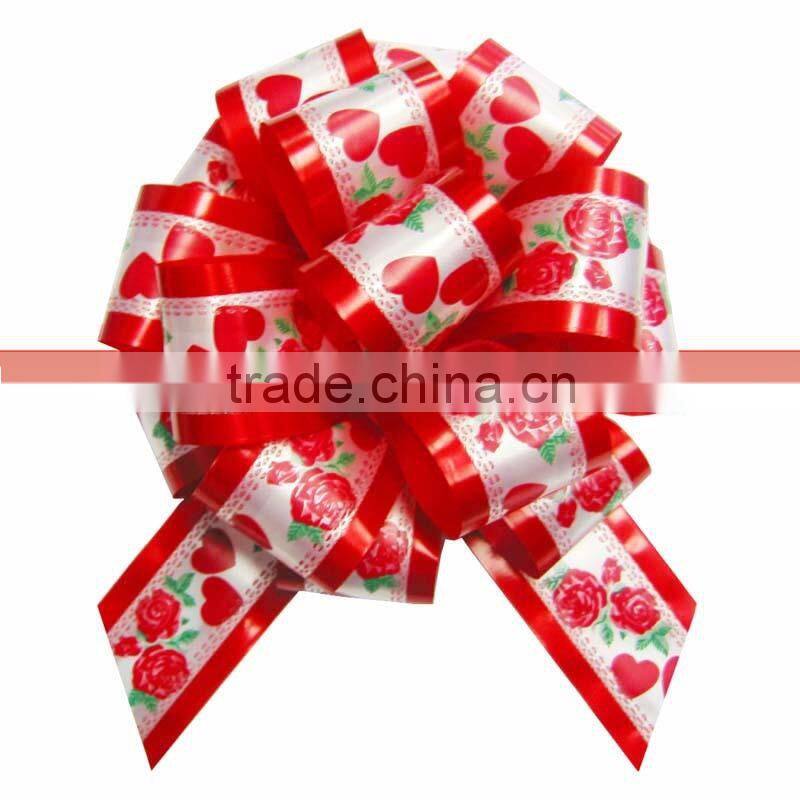double gold-lines poly ribbon pull bow for decorative birthday flower or gift packaging