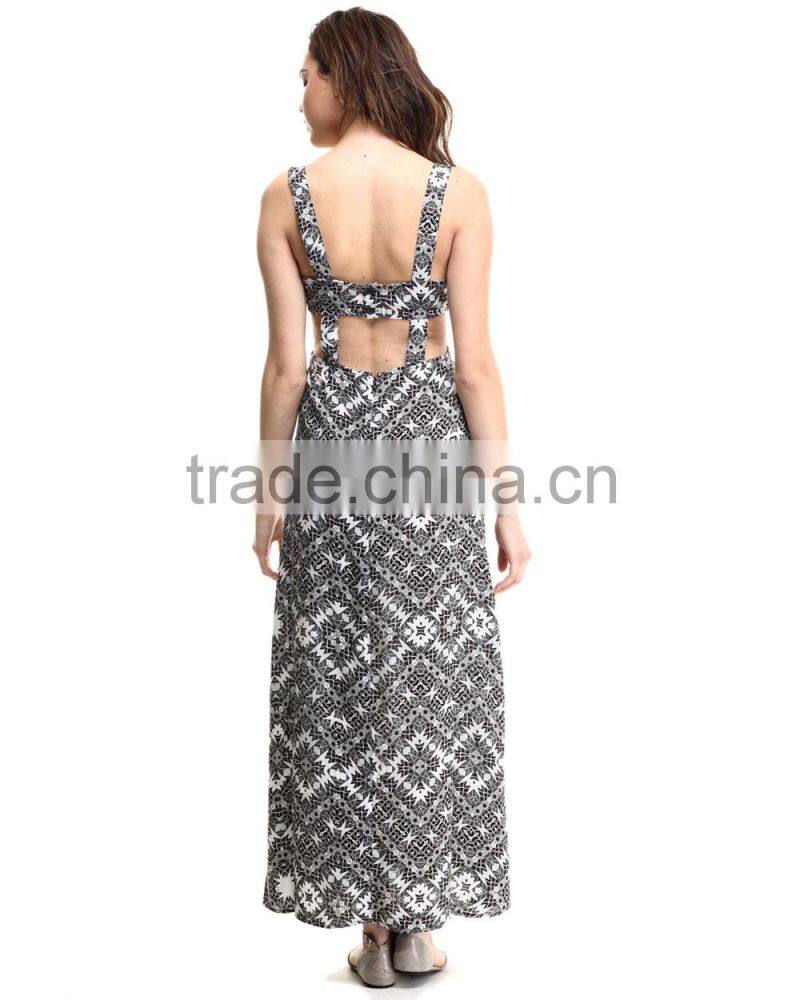 2015 China manufacturer customized ladies Irregular high-cut evening maxi dress