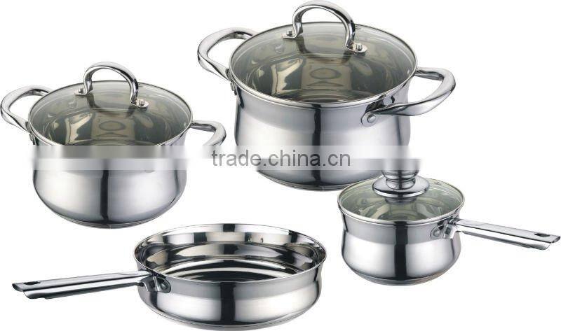 Stainless steel belly shape cookware 9 pcs (S-A1829-T7)
