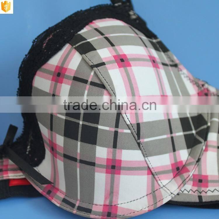 Hot underwear online shopping and plaid nylon bra made in china