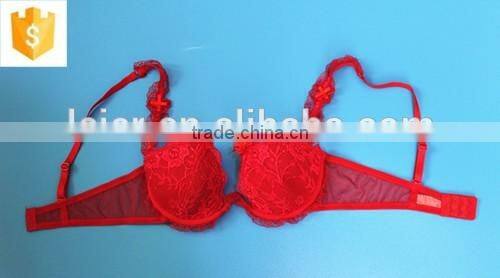 Hot sexy Triangle bright red flower lace bra with wedding hall
