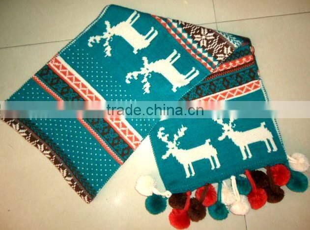 Fashion Warm Winter Knitted Scarf with Tassel Balls