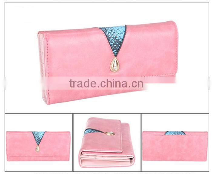 Fashion bright pu lady long wallet