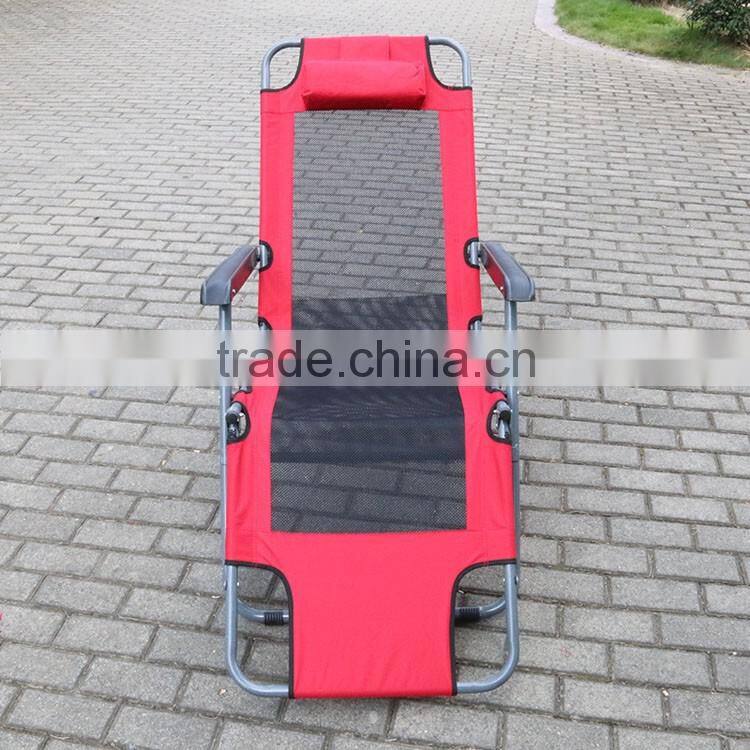 Cheap Metal Folding Beach Chaise Lounge Chair With Pillow Outdoor Wholesale Lounge Furniture