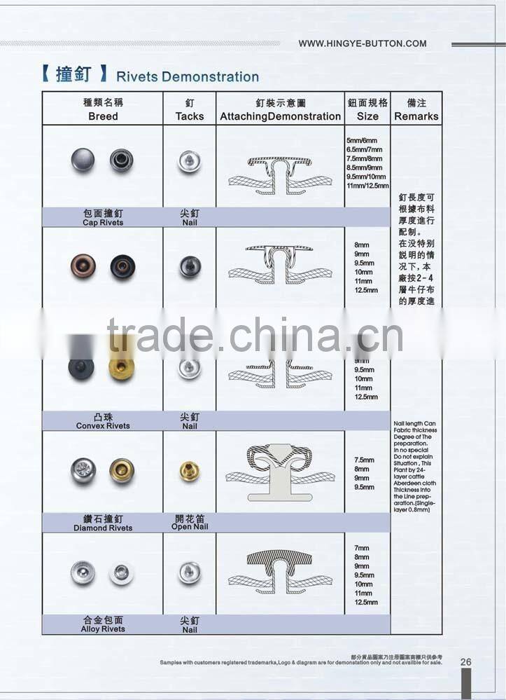 2 Pillar Sedex Audited Factory Rhinestones Metal Jeans Rivets