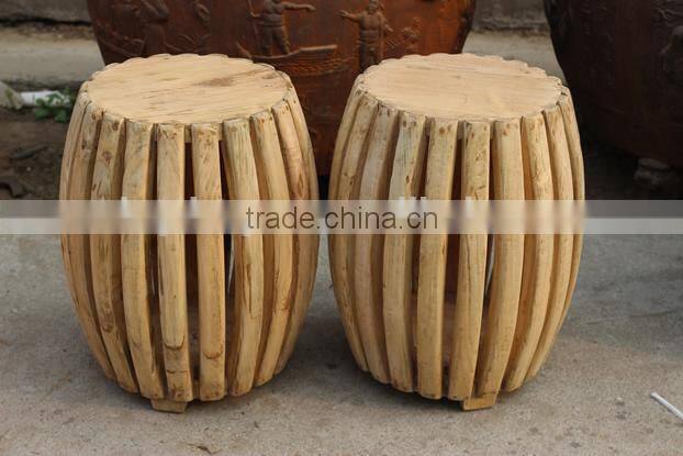 Chinese antique natural wooden round stool