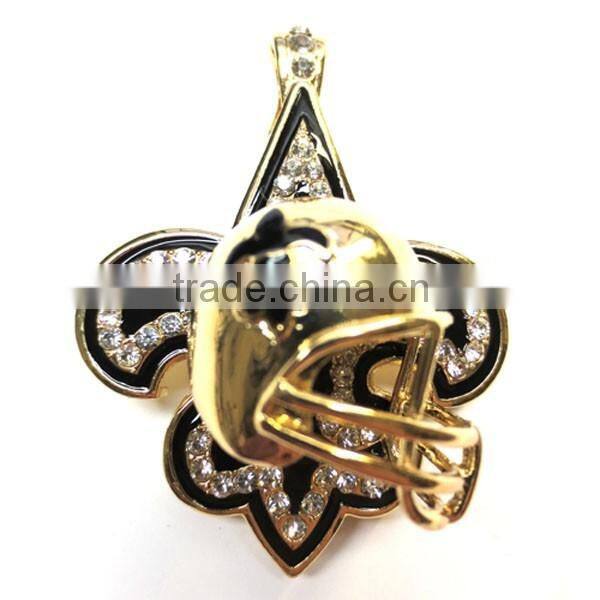 Orange Rhinestone Cheerleading Magaphone Magnetic Pendant Charm