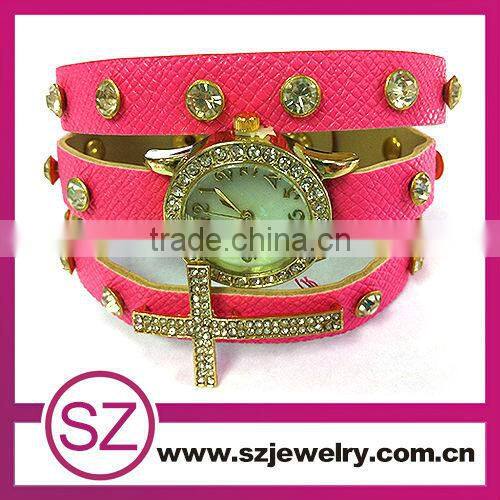 SWH0640 china leather bracelet guangzhou watch wholesale with flower and birds