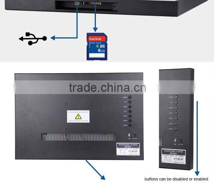 FlintStone 22 inch commercial advertidsing display/lcd screen player AD2208WS-0810
