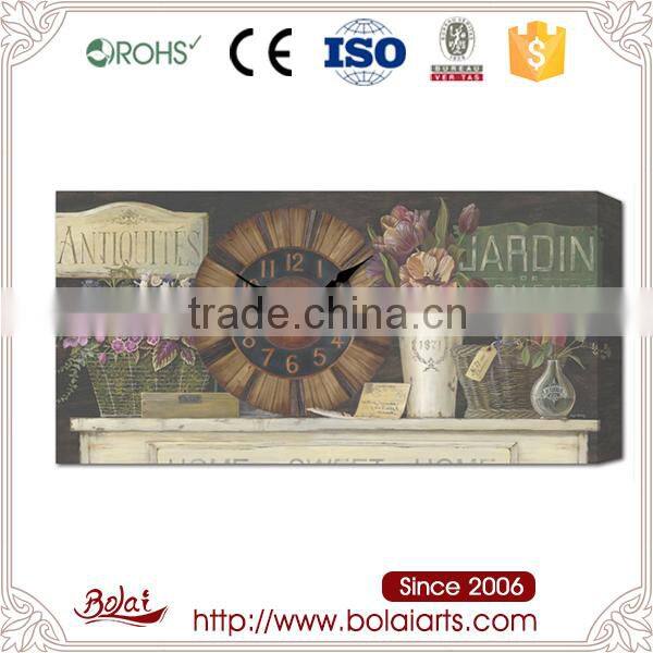 Home decoration vintage garden flower black canvas large wall clock sale