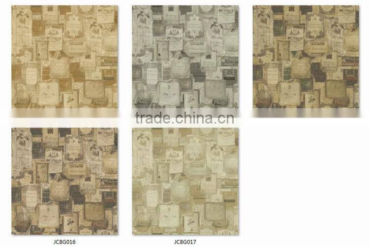 new printed vinyl coated wallpaper, brown trendy special design wall mural for shop , waterproof wall paper corparation