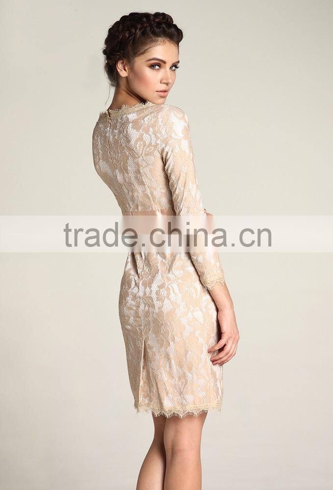 Alibaba New Arrival Long Sleeve Design Lace Dress Fashionable