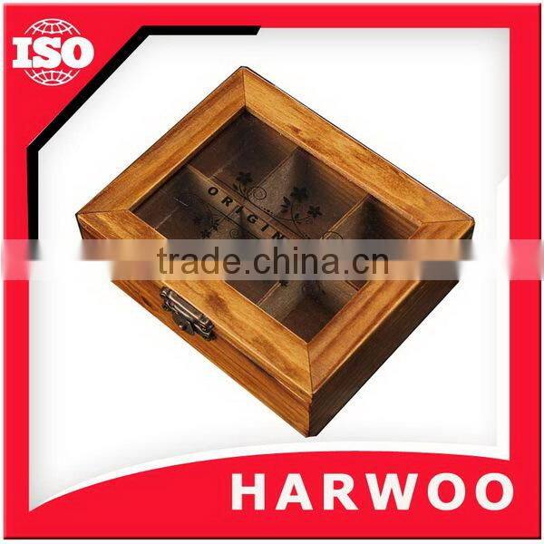 Hot sell wooden tea box with clear window