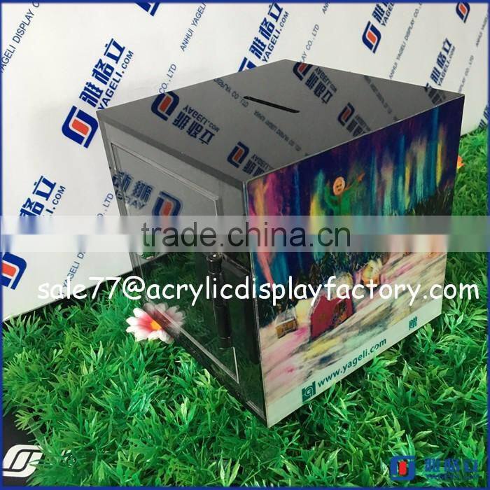Acrylic Clear Locking Fundraising Charity Donation Box Ticket Box Ballot Box With Sign Holder