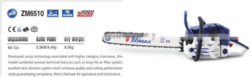 Garden tools ZM6510 64cc power tool battery with walbro carburetor