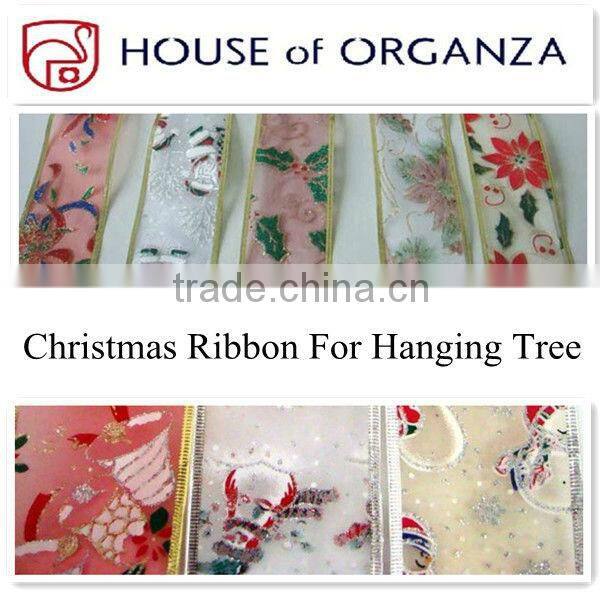 Christmas Organza Wired Ribbon for gift decoration