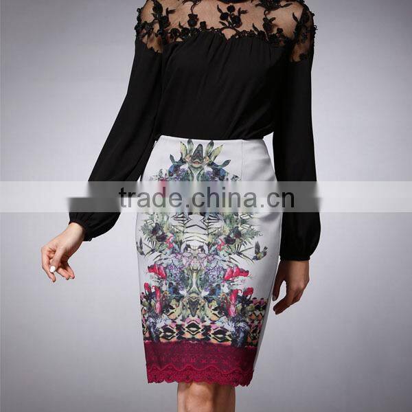 2016 New design Front Print Lady skirts