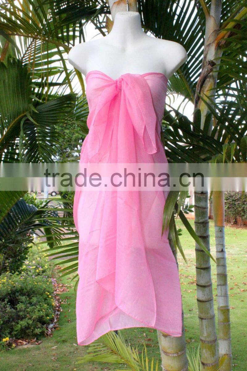 Sheer pareo solid color sarong chiffon material 100*180cm pareo sarong