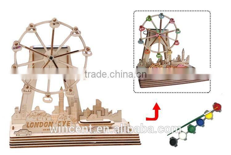 Kids Gift DIY Drawing Wooden Snow White Castle Solar 3D Puzzle Toys