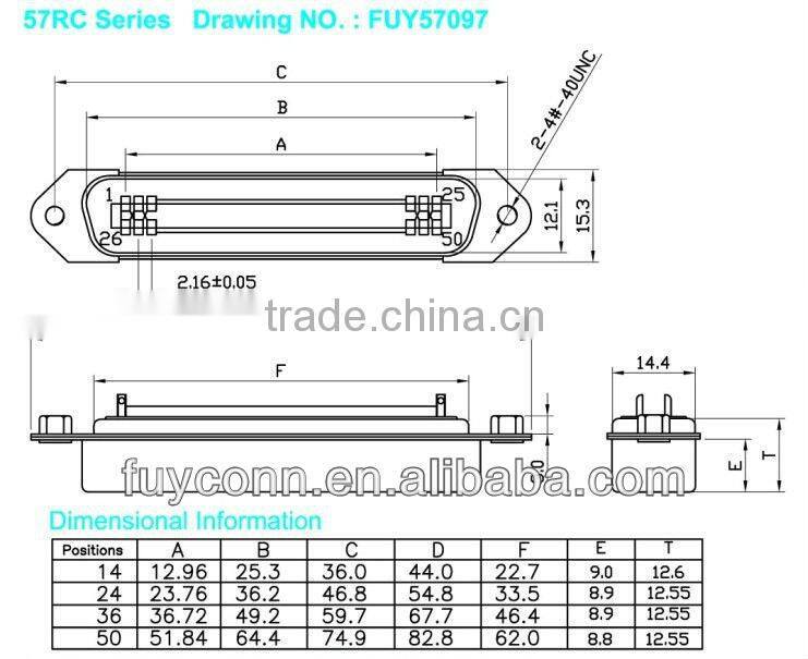 DDK 36 pin Champ Solder Cup Male Plug pin Header Brass contact Ribbon Connector Certificated UL